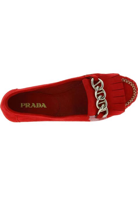 scarpe donna pelle scamosciata prada|Slip.